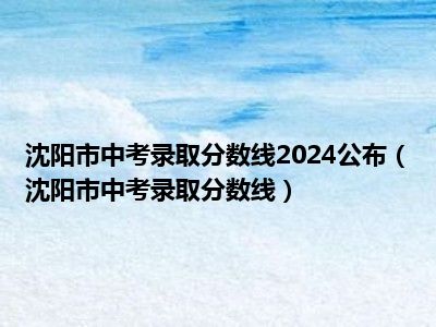 沈阳市中考录取分数线2024公布