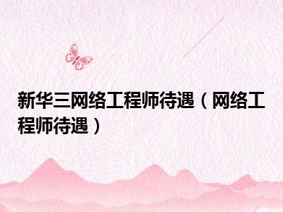 新华三网络工程师待遇