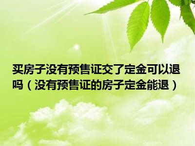 买房子没有预售证交了定金可以退吗