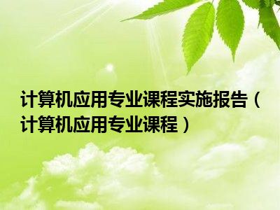 计算机应用专业课程实施报告